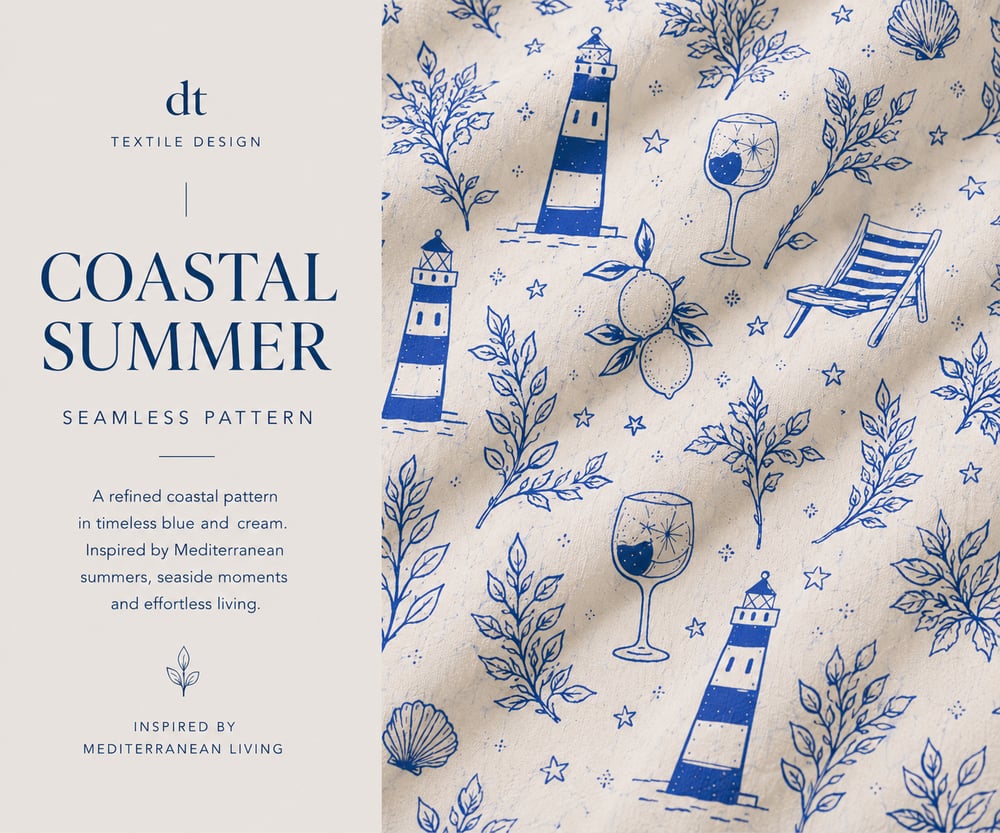 Image of Pattern Design - Coastal Summer - Cobalt Blue
