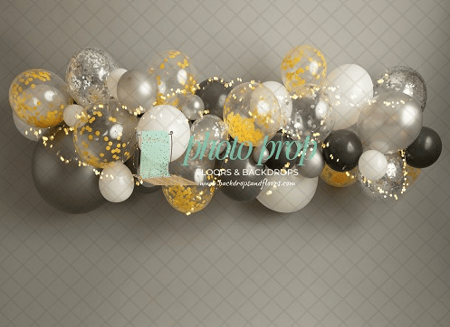 Image of Gold Grey Silver Sparkle Balloon Garland