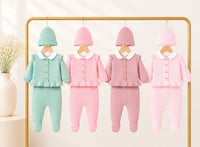 Frill Knit Baby Set & Hat