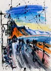 "Sidmouth beach…"  Steve McCracken Sidmouth original watercolour and ink…