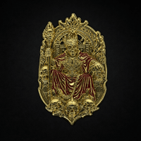 Image 1 of Infernal Throne Enamel Pin – Gothic Skeleton King Pin, Gold Hard Enamel Occult Lapel Pin