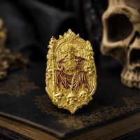 Image 3 of Infernal Throne Enamel Pin – Gothic Skeleton King Pin, Gold Hard Enamel Occult Lapel Pin