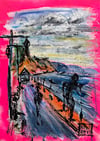 "Sidmouth... A windy day..." Steve McCracken original pink series...