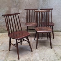 Image 1 of 4 chaises en bois à barreau de style scandinave