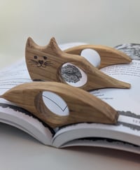 Image 1 of Wooden Page Holder- Thumb Book Page Holder, Reading Rest, Book Accessory, Cat Design