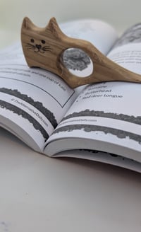 Image 2 of Wooden Page Holder- Thumb Book Page Holder, Reading Rest, Book Accessory, Cat Design