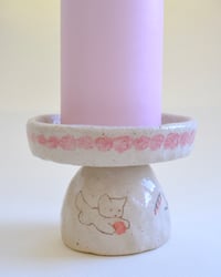 Image 2 of Bell flower, kitten, and cherry pillar candle holder