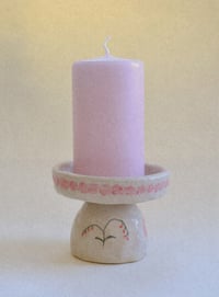 Image 1 of Bell flower, kitten, and cherry pillar candle holder