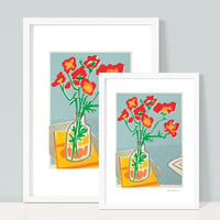Image 6 of Red Geums Print