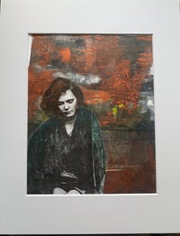 Image 1 of Portrait vintage Lovely original mixed media with cold wax  11x14' -with matte