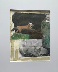 Image 2 of Fox Run  original mixed media art on paper with cold wax 11x14"" matted 