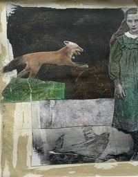 Image 1 of Fox Run  original mixed media art on paper with cold wax 11x14"" matted 