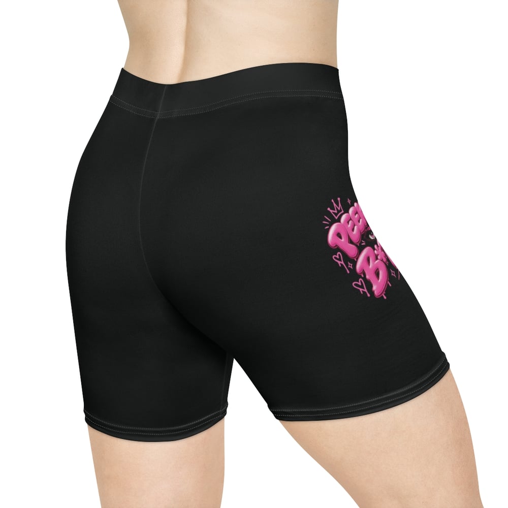 Image of Biker Shorts — 'Peeka Boo B*tch' Pink Graffiti Athletic Shorts