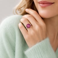 Image 2 of Pink Spinel & Ruby Pave Halo Ring