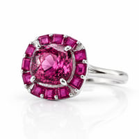 Image 3 of Pink Spinel & Ruby Pave Halo Ring