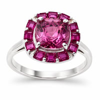 Image 4 of Pink Spinel & Ruby Pave Halo Ring