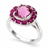 Image 5 of Pink Spinel & Ruby Pave Halo Ring