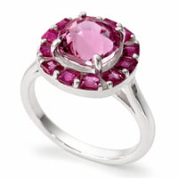 Image 1 of Pink Spinel & Ruby Pave Halo Ring