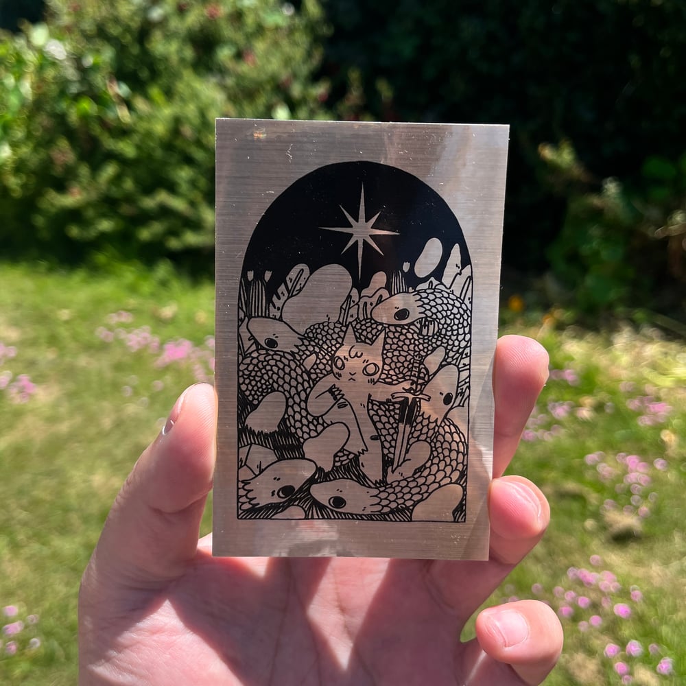 Image of Cat with Snakes Gold Foil Sticker