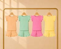 Ruffle Sleeve Ribbed Set