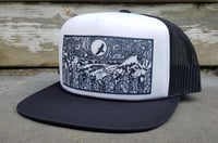 Snowy Owl Trucker Hat - Snowy owl trucker hat black white
