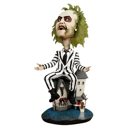 Image of Beetlejuice (1988) Striped Suit Head Knocker Bobblehead