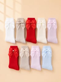 Satin Bow Knee Socks