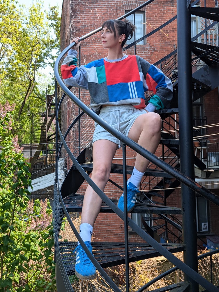 Image of OAK Unisex Medium Retro Primary Patchwork Crew Neck
