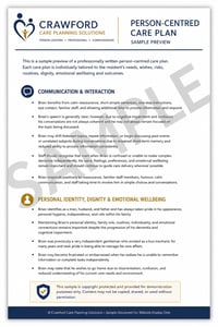 One Professional Person-Centred Care Plan