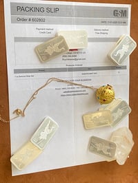 Image 4 of Handcrafted Copper w/ 24K Gold Plated Incense Ball Pendant Natural Gemstones 55g