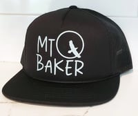 Mt Baker Raven Moon Trucker Hat - Mt baker raven moon trucker hat black with teal logo