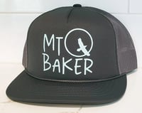 Mt Baker Raven Moon Trucker Hat - Mt baker raven moon trucker hat gray with teal logo