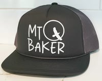 Mt Baker Raven Moon Trucker Hat - Mt baker raven moon trucker hat gray with white logo