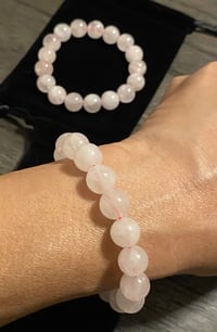 Image 3 of Natural Pink Rose Quartz Bracelet – 10mm Beads | Adjustable 7–8 Inch Gemstone Bracelet