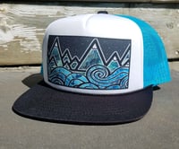 Tidal Wave Trucker Hat - Tidal wave trucker hat teal white