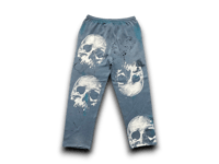 Image 2 of Skull Custom Upcycled Reworked Screen Print champion sweatpants 
