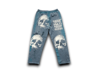 Image 1 of Skull Custom Upcycled Reworked Screen Print champion sweatpants 