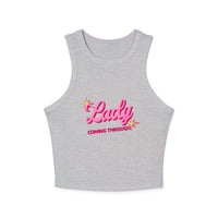 Image 2 of Lady Coming Through Racer Tank — Women's Graphic Crop Tank Top