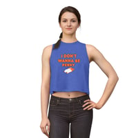 Image 2 of I Don't Wanna Be Perky Crop Top — Cute Sloth Graphic Women's Tank