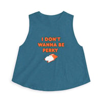 Image 4 of I Don't Wanna Be Perky Crop Top — Cute Sloth Graphic Women's Tank