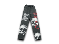 Image 1 of Skull Custom Upcycled Reworked Screen Print Lawrenceville champion grey sweatpants 