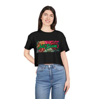 Image 1 of Just Bloom Floral Crop Tee — Women's Motivational Graphic Top-a301332f