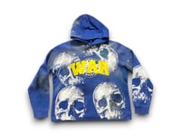 Image 1 of Nike Skull war custom upcycled reworked Screen Print bleached blue hoodie 