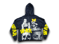 Image 1 of Michigan State Lauren Hill Sade war custom upcycled reworked Screen Print navy blue hoodie 