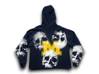 Image 2 of Michigan State Lauren Hill Sade war custom upcycled reworked Screen Print navy blue hoodie 