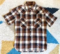Image 1 of Flat Head jeans western snap button knit plaid shirt, size 38 (S)