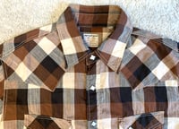 Image 2 of Flat Head jeans western snap button knit plaid shirt, size 38 (S)