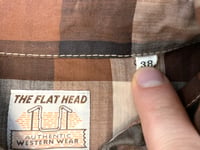 Image 4 of Flat Head jeans western snap button knit plaid shirt, size 38 (S)