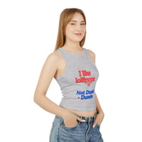 Image 2 of Women’s Racer Tank — “I like lollipops, Not Dumb-Dumbs” Retro Graphic Crop