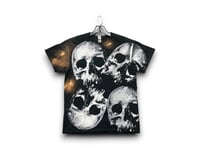 Image 1 of Skull Upcycled Reworked Screen Print bleached black T-Shirt 
